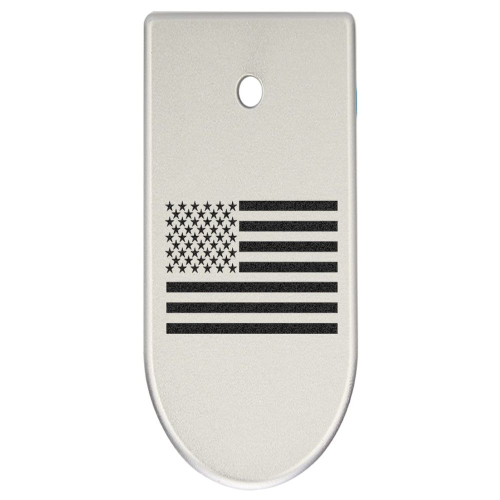 NDZ Performance Magazine Base Plate Finger Extension for CZ P10 S, SC, C, F  Fits 9mm 10 Rd Magazines  Anodized Aluminum  Laser Engraved  Made in USA, Silver, US Flag