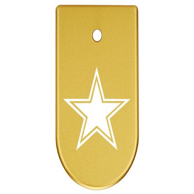NDZ Performance Magazine Base Plate Finger Extension for CZ P10 S, SC, C, F  Fits 9mm 10 Rd Magazines  Anodized Aluminum  Laser Engraved  Made in USA, Gold, Dallas Star