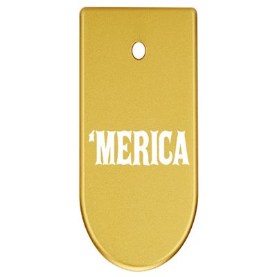 NDZ Performance Magazine Base Plate Finger Extension for CZ P10 S, SC, C, F  Fits 9mm 10 Rd Magazines  Anodized Aluminum  Laser Engraved  Made in USA, Gold, Merica