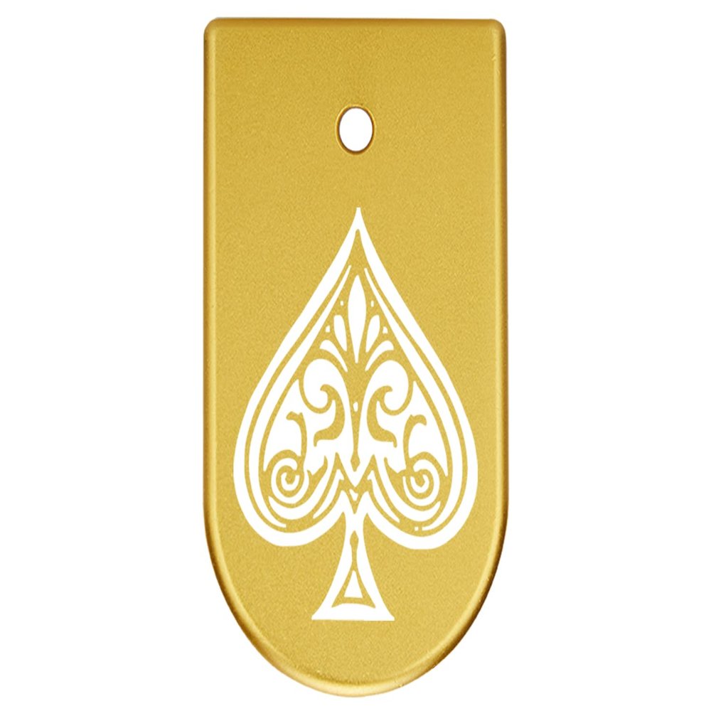 NDZ Performance Magazine Base Plate Finger Extension for CZ P10 S, SC, C, F  Fits 9mm 10 Rd Magazines  Anodized Aluminum  Laser Engraved  Made in USA, Gold, Ace of Spades
