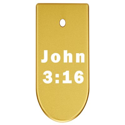 NDZ Performance Magazine Base Plate Finger Extension for CZ P10 S, SC, C, F  Fits 9mm 10 Rd Magazines  Anodized Aluminum  Laser Engraved  Made in USA, Gold, John 3:16