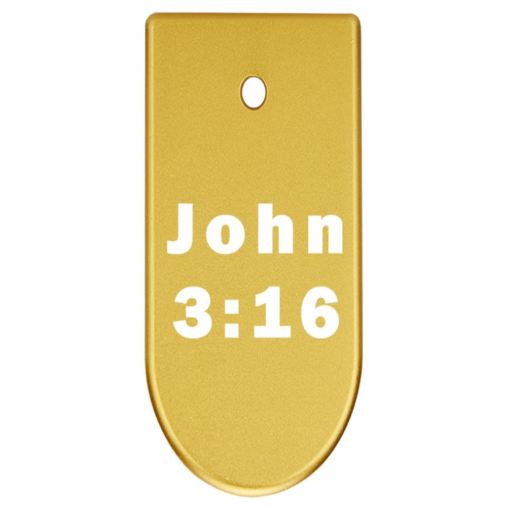NDZ Performance Magazine Base Plate Finger Extension for CZ P10 S, SC, C, F  Fits 9mm 10 Rd Magazines  Anodized Aluminum  Laser Engraved  Made in USA, Gold, John 3:16