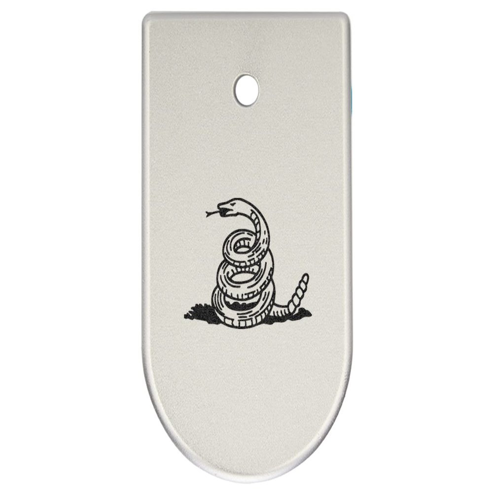 NDZ Performance Magazine Base Plate Finger Extension for CZ P10 S, SC, C, F  Fits 9mm 10 Rd Magazines  Anodized Aluminum  Laser Engraved  Made in USA, Silver, Don't Tread On Me Snake Only