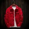 Men Slim Fit Cotton Denim Jacket Red White Black Ripped Hole Jean Coats Plus Size Streetwear Outerwear view 2