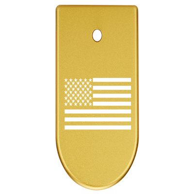 NDZ Performance Magazine Base Plate Finger Extension for CZ P10 S, SC, C, F  Fits 9mm 10 Rd Magazines  Anodized Aluminum  Laser Engraved  Made in USA, Gold, US Flag