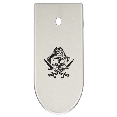 NDZ Performance Magazine Base Plate Finger Extension for CZ P10 S, SC, C, F  Fits 9mm 10 Rd Magazines  Anodized Aluminum  Laser Engraved  Made in USA, Silver, Calico Jack Jolly Roger