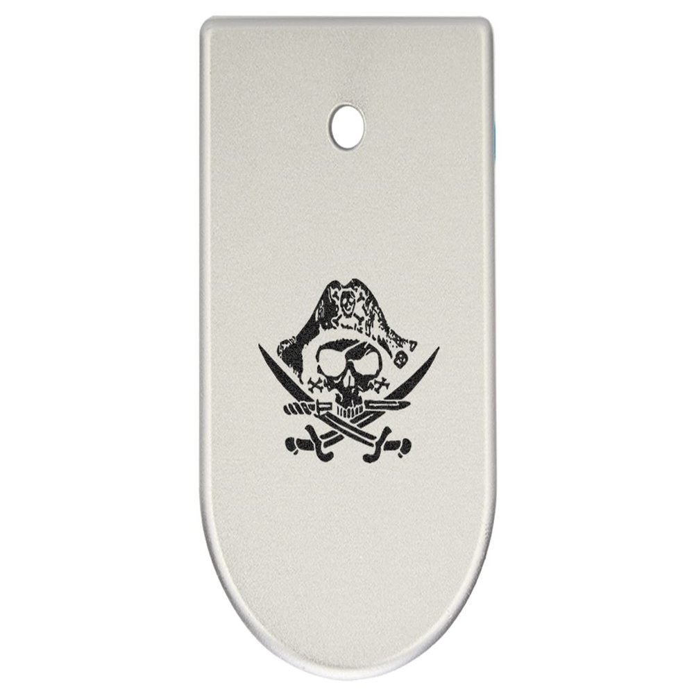 NDZ Performance Magazine Base Plate Finger Extension for CZ P10 S, SC, C, F  Fits 9mm 10 Rd Magazines  Anodized Aluminum  Laser Engraved  Made in USA, Silver, Calico Jack Jolly Roger