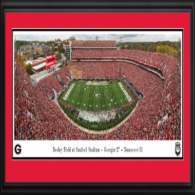 Georgia Bulldogs Football - 44x18-inch Double Mat, Deluxe Framed Picture by Blakeway Panoramas