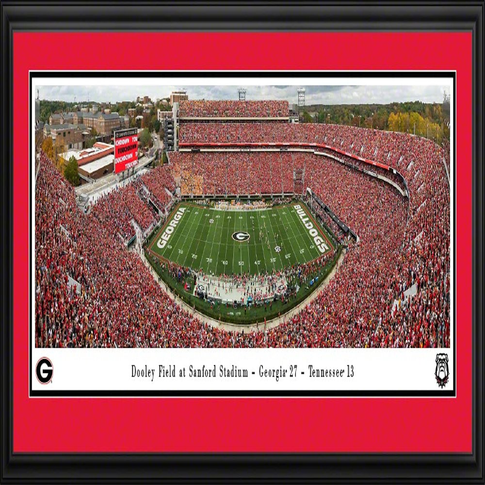 Georgia Bulldogs Football - 44x18-inch Double Mat, Deluxe Framed Picture by Blakeway Panoramas