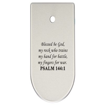 NDZ Performance Magazine Base Plate Finger Extension for CZ P10 S, SC, C, F  Fits 9mm 10 Rd Magazines  Anodized Aluminum  Laser Engraved  Made in USA, Silver, Bible Psalm 144:1