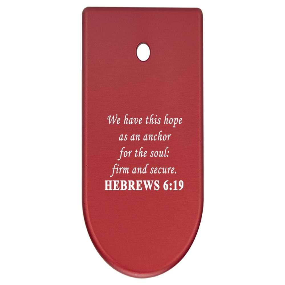 NDZ Performance Magazine Base Plate Finger Extension for CZ P10 S, SC, C, F Fits 9mm 10 Rd Magazines Anodized Aluminum Laser Engraved Made in USA, Red, Bible Hebrews 6:19