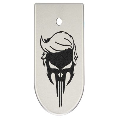 NDZ Performance Magazine Base Plate Finger Extension for CZ P10 S, SC, C, F Fits 9mm 10 Rd Magazines Anodized Aluminum Laser Engraved Made in USA, Silver, Trump Skull