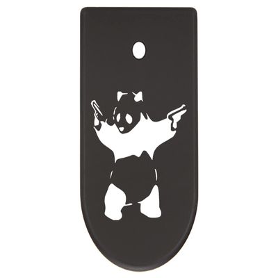 NDZ Performance Magazine Base Plate Finger Extension for CZ P10 S, SC, C, F  Fits 9mm 10 Rd Magazines  Anodized Aluminum  Laser Engraved  Made in USA, Black, Panda with Guns Outline