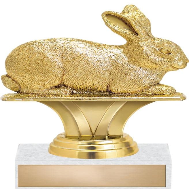 Crown Awards 5.25" Rabbit Trophy On White Marble Base, Rabbit Award with Custom Engraving 20 Pack