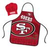 Mojo Licensing San Francisco 49ers Apron Chef Hat Set Full Color Universal Size Tie Back Grilling Tailgate BBQ Cooking Host view 1