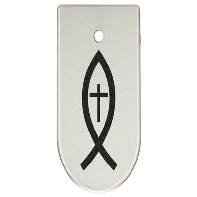 NDZ Performance Magazine Base Plate Finger Extension for CZ P10 S, SC, C, F  Fits 9mm 10 Rd Magazines  Anodized Aluminum  Laser Engraved  Made in USA, Silver, Christian Fish and Cross