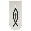 NDZ Performance Magazine Base Plate Finger Extension for CZ P10 S, SC, C, F  Fits 9mm 10 Rd Magazines  Anodized Aluminum  Laser Engraved  Made in USA, Silver, Christian Fish and Cross view 1