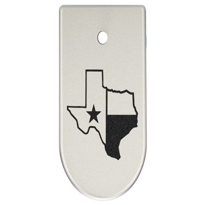 NDZ Performance Magazine Base Plate Finger Extension for CZ P10 S, SC, C, F Fits 9mm 10 Rd Magazines Anodized Aluminum Laser Engraved Made in USA, Silver, Texas State Outline Flag