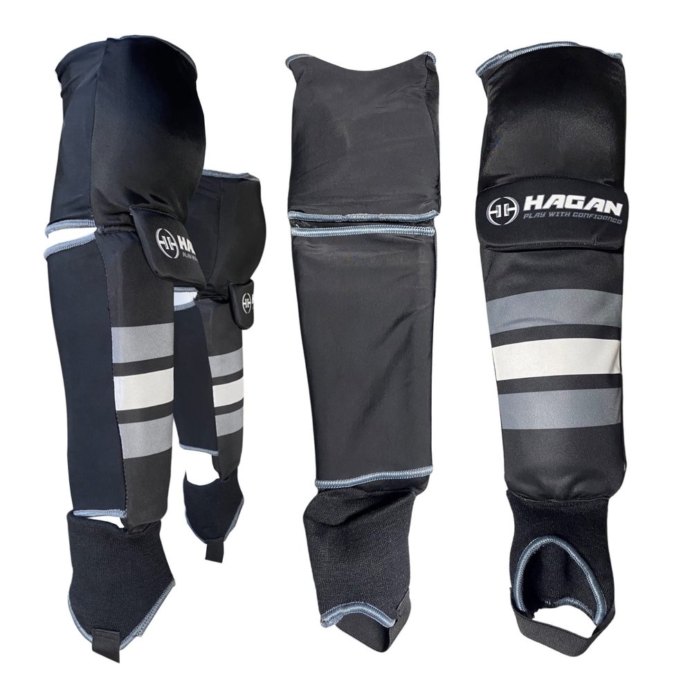 Hagan H-6.0 Shin Guard  Premium shin Guards for Intense DEK Hockey and Broomball Play, offering Strong Impact Protection, Cushioned Padding, a Durable Lightweight Design, and an Adjustable fit, 15"
