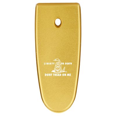 NDZ Performance Magazine Base Plate Finger Extension for Smith & Wesson M&P Shield EZ 9mm, Laser Engraved Aluminum in Gold - Don't Tread On Me Liberty and Death