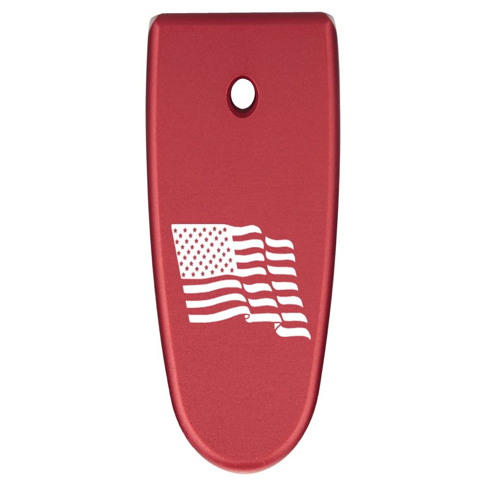 NDZ Performance Magazine Base Plate Finger Extension for Smith & Wesson M&P Shield EZ 9mm, Laser Engraved Aluminum in Red - US Wave Flag