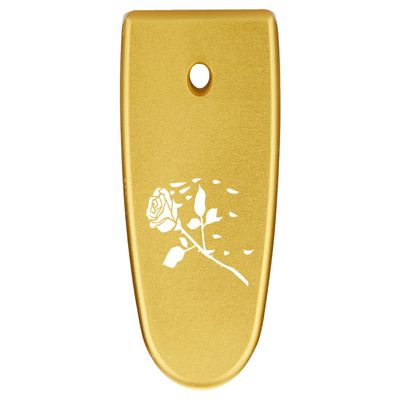 NDZ Performance Magazine Base Plate Finger Extension for Smith & Wesson M&P Shield EZ 9mm, Laser Engraved Aluminum in Gold - Rose Swoosh Petals