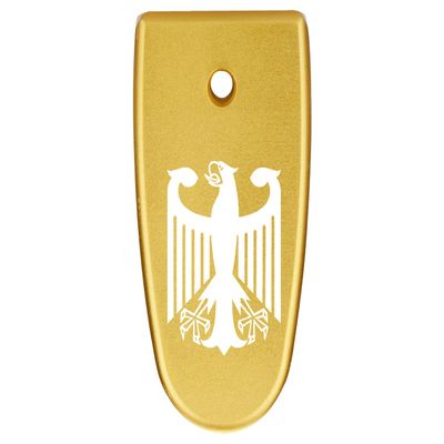 NDZ Performance Magazine Base Plate Finger Extension for Smith & Wesson M&P Shield EZ 9mm, Laser Engraved Aluminum in Gold - German Coat of Arms Federal Eagle