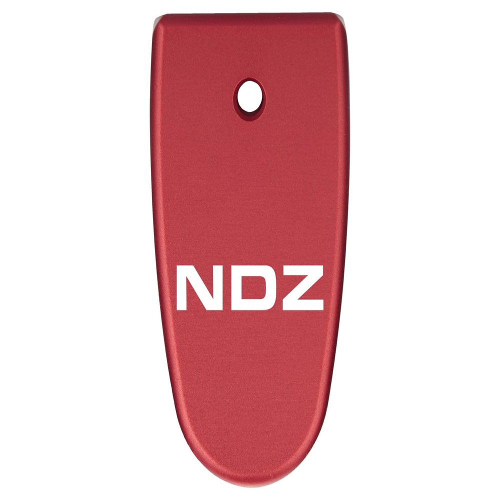 NDZ Performance Magazine Base Plate Finger Extension for Smith & Wesson M&P Shield EZ 9mm, Laser Engraved Aluminum in Red - NDZ Logo