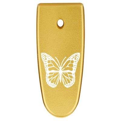 NDZ Performance Magazine Base Plate Finger Extension for Smith & Wesson M&P Shield EZ 9mm, Laser Engraved Aluminum in Gold - Butterfly