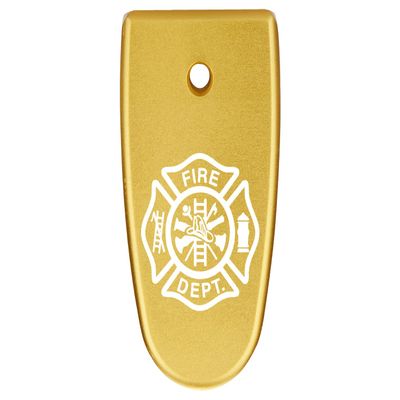 NDZ Performance Magazine Base Plate Finger Extension for Smith & Wesson M&P Shield EZ 9mm, Laser Engraved Aluminum in Gold - Fire Department Emblem