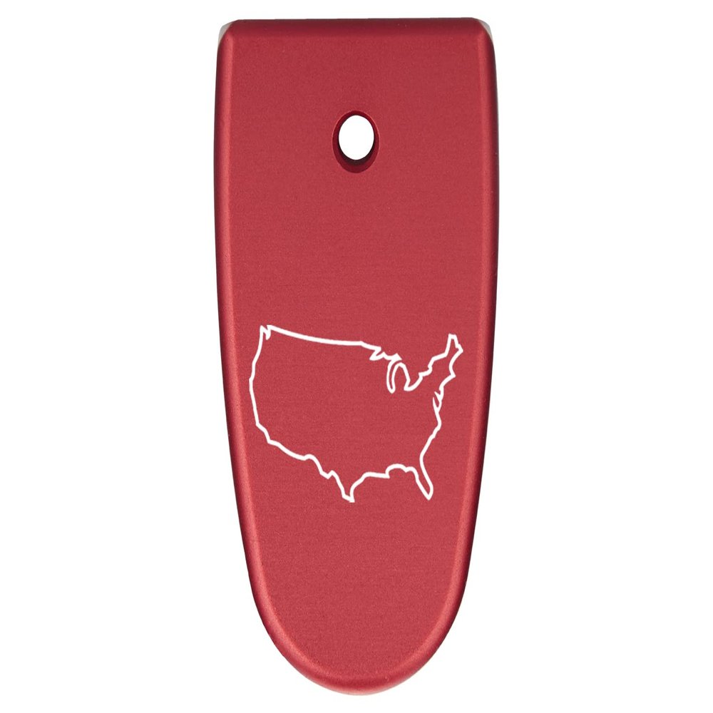 NDZ Performance Magazine Base Plate Finger Extension for Smith & Wesson M&P Shield EZ 9mm, Laser Engraved Aluminum in Red - US Country Outline