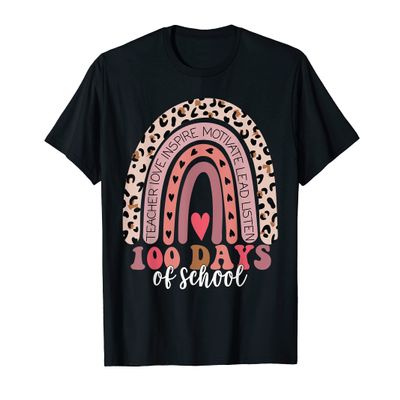 100th Day Of School Teacher ,100 Days Smarter Rainbow T-Shirt