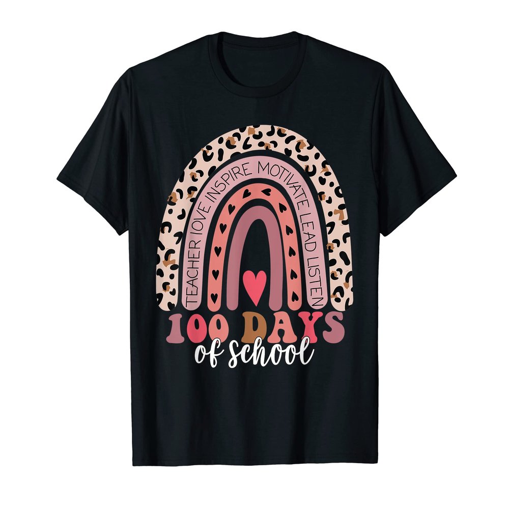 100th Day Of School Teacher ,100 Days Smarter Rainbow T-Shirt
