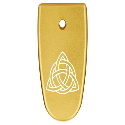 NDZ Performance Magazine Base Plate Finger Extension for Smith & Wesson M&P Shield EZ 9mm, Laser Engraved Aluminum in Gold - Celtic Knot