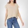 VELVET BY GRAHAM & SPENCER Women's Remi Cotton Slub Mix Top, Sand, Large view 3