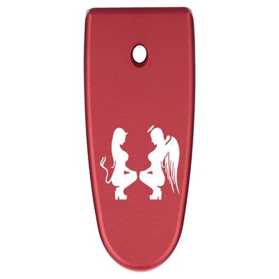 NDZ Performance Magazine Base Plate Finger Extension for Smith & Wesson M&P Shield EZ 9mm, Laser Engraved Aluminum in Red - Naughty and Nice Girls