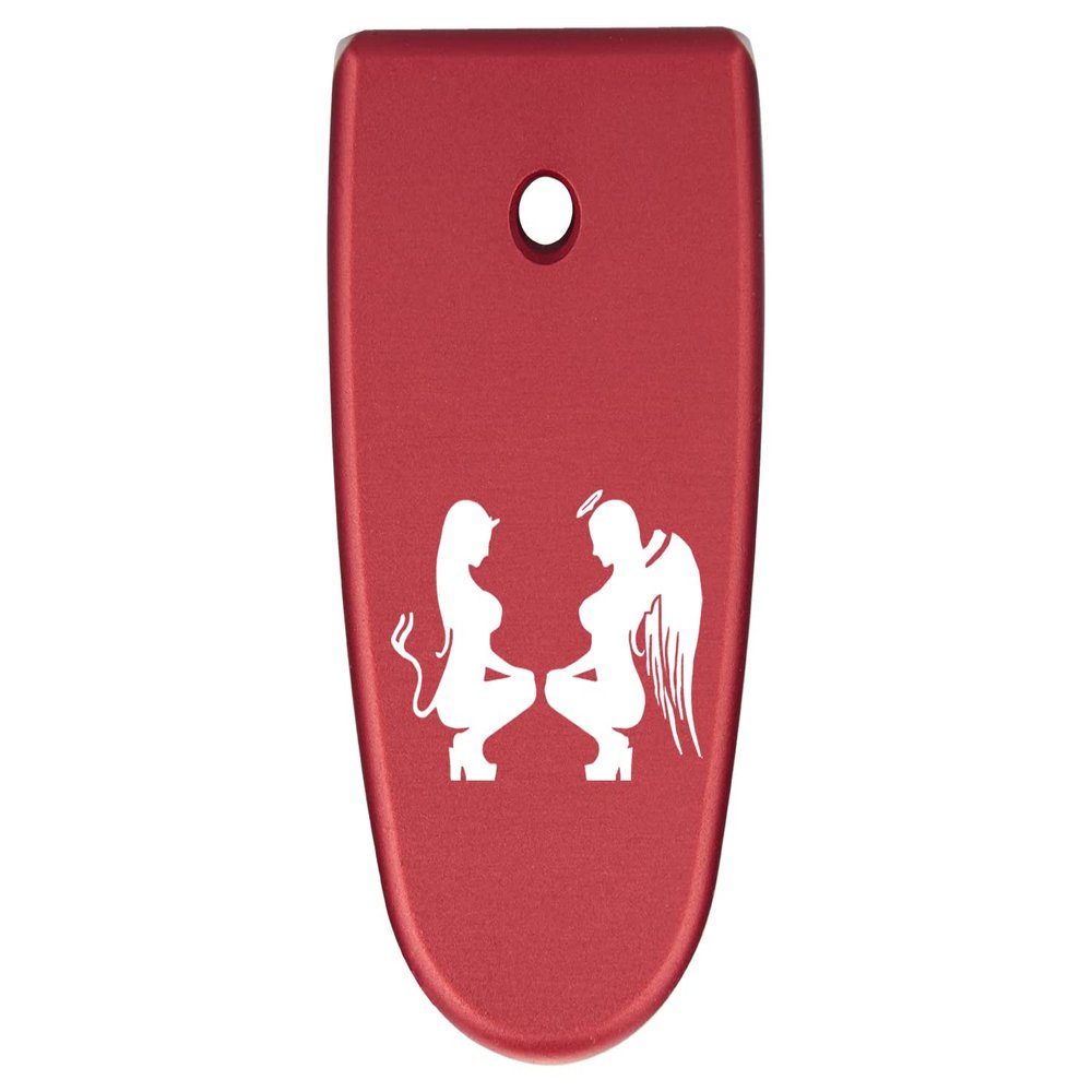 NDZ Performance Magazine Base Plate Finger Extension for Smith & Wesson M&P Shield EZ 9mm, Laser Engraved Aluminum in Red - Naughty and Nice Girls