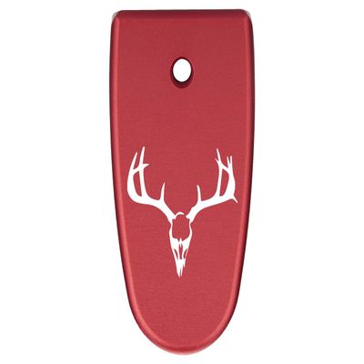 NDZ Performance Magazine Base Plate Finger Extension for Smith & Wesson M&P Shield EZ 9mm, Laser Engraved Aluminum in Red - Deer Skull 1
