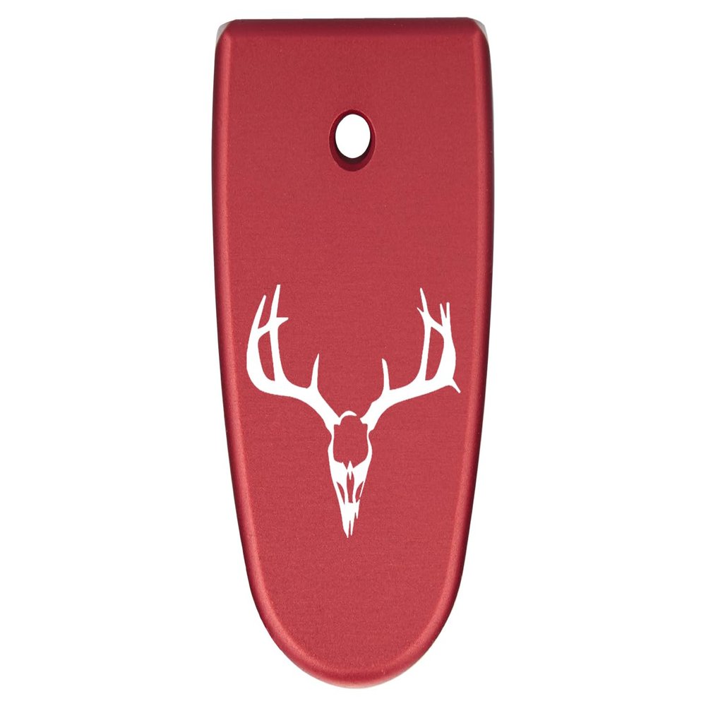 NDZ Performance Magazine Base Plate Finger Extension for Smith & Wesson M&P Shield EZ 9mm, Laser Engraved Aluminum in Red - Deer Skull 1