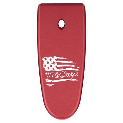 NDZ Performance Magazine Base Plate Finger Extension for Smith & Wesson M&P Shield EZ 9mm, Laser Engraved Aluminum in Red - US Flag We The People