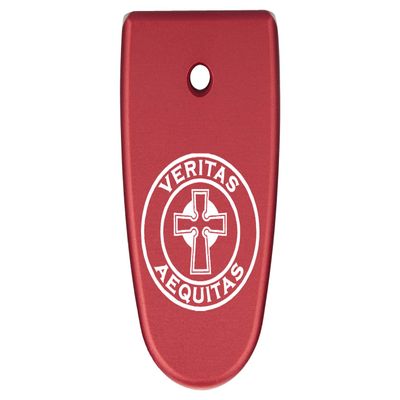 NDZ Performance Magazine Base Plate Finger Extension for Smith & Wesson M&P Shield EZ 9mm, Laser Engraved Aluminum in Red - Celtic Cross Veritas Aequitas Circle