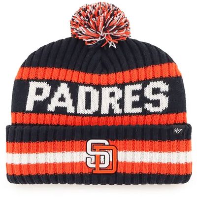 '47 San Diego Padres Mens Womens Cooperstown Bering Cuff Knit Stretch Fit Navy Orange White Logo Beanie