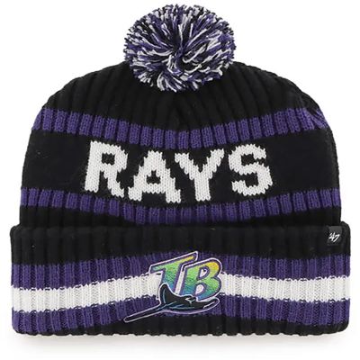'47 Tampa Bay Rays Mens Womens Cooperstown Bering Cuff Knit Stretch Fit Black Team Color Logo Beanie