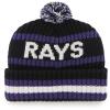 '47 Tampa Bay Rays Mens Womens Cooperstown Bering Cuff Knit Stretch Fit Black Team Color Logo Beanie view 2