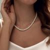 Zeffy Pearl Necklace for Women, 6MM Dainty Round Imitation Pearl Choker Necklace Wedding Delicate Jewelry for Women Simple Bridesmaid Jewelry Valentines Day Gifts view 3
