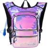 Hydration Backpack Pack with Cool Lights, 2L Water Bladder, Lightweight Bag for Running, Hiking, Bike, Climbing, Music Festival Essential, and Rave (Holographic-Purple) view 1