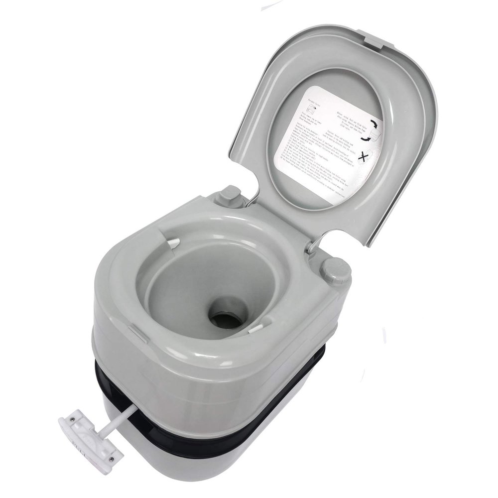 HTTMT 24L Portable Toilet 6 Gallon Flush Travel Camping Outdoor/Indoor Commode Potty Gray