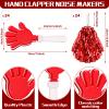 Sosation 72 Pcs Cheerleading Pom Poms Hand Clappers and Thunder Sticks Cheerleading Cheering Sticks Pompoms for Christmas Party Favors Sports Cheers Ball Dance Basketball Football Noisemakers (Red) view 2
