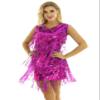 Kvysinly Women Ballroom Dress Sequin Dance Tassel Fringe Flapper Dress Salsa Latin Dance Performance Dancewear Rose X-Large view 3