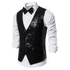tuduoms Men's Suit Vest with Bow Tie Fashion Party Sequins Vests for Men Formal Slim Fit Wedding Dress Waistcoat Tuxedo Vest view 1